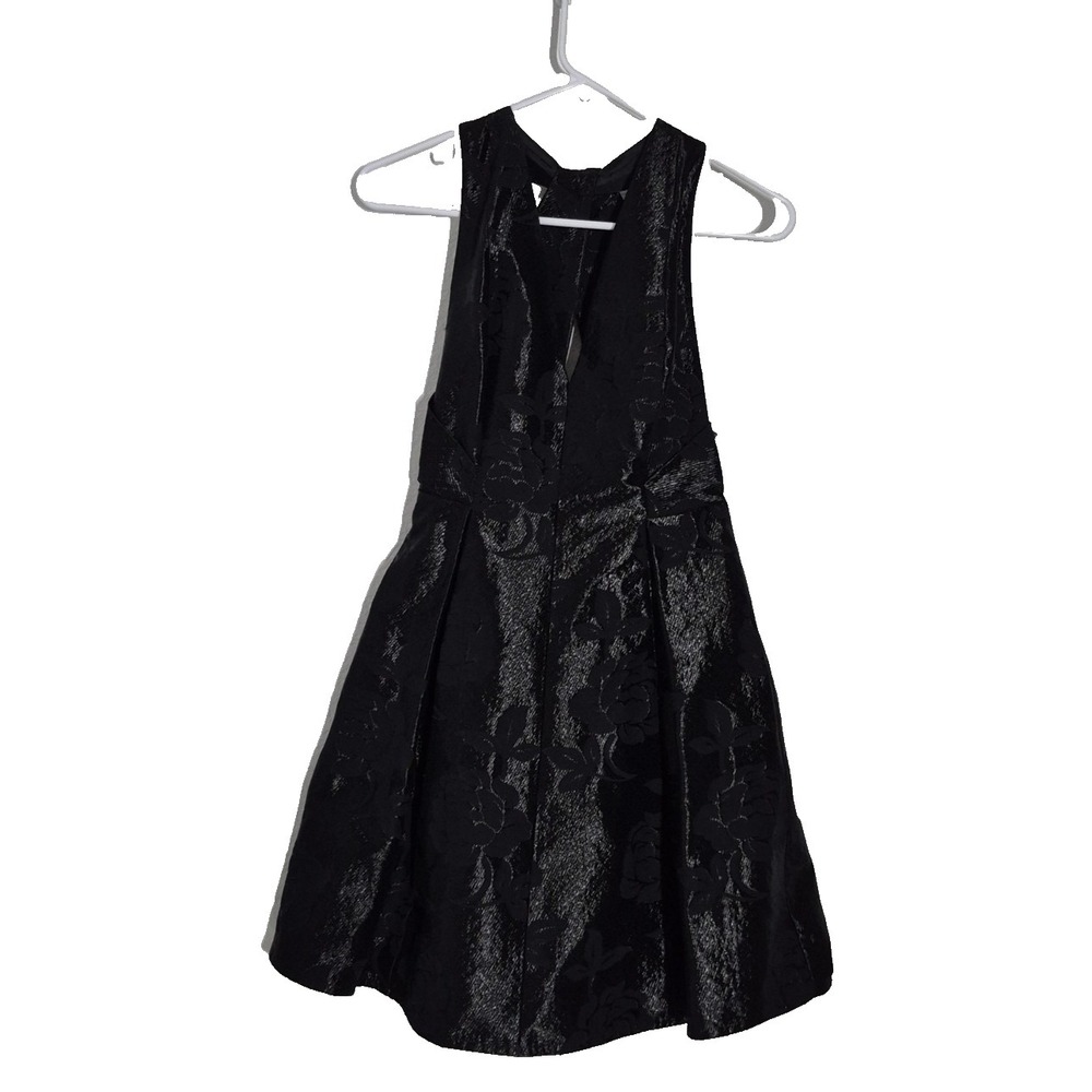 Topshop Dress Womens 4‎ Black Floral Jacquard Sleeveless V-Neck Fit & Flare Mini